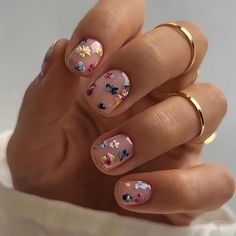 Small Nail Art Designs, Really Short Nails, Press On Nails Square, Manicure Supplies, Natural Gel Nails, Nails Flower, Easy Manicure, Short Press On Nails, Nails Cute