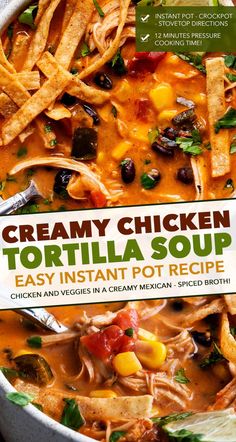 creamy chicken tortilla soup in a pot recipe