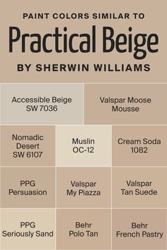 Colors Similar to Practical Beige SW 6100 by Sherwin-Williams Nomadic Desert, Valspar Colors, Sherwin Williams Color Palette