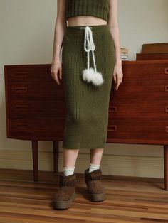 Women's Casual Drawstring Waist Pom-Pom Detail Fur Skirt,Fall/Winter Women Clothes,Sweater Dress,Halloween Women Outfits,Cowgirl Women Outfits,Elegant Skirt,Thermal Army Green Casual   Knitwear Colorblock,Plain  Slight Stretch All Women Clothing, size features are:Bust: ,Length: ,Sleeve Length: Warm Skirts, Fur Skirt, Clothes Sweater, Casual Knitwear, Pullover Outfit, Winter Skirt, Elegant Skirt, Long Sleeves Coats, Women's Shapewear