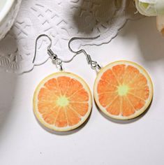 Brand New Boutique Item Comes In Gift Ready Jewelry Box Tropical Tangerine Slices .925 Hook Earrings Next Day Shipping Bundle Items For Savings Apple Earrings, Funny Earrings, Silver Chandelier Earrings, Orange Slice, Fruit Jewelry, Food Earrings, Fruit Earrings, Cute Fruit, Sterling Silver Hoop Earrings