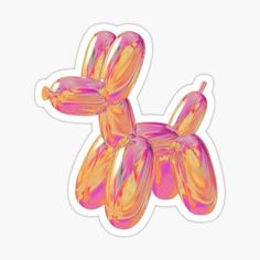 an orange and pink balloon dog sticker on a white background