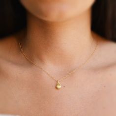 Gold necklace, shell necklace, small necklace, tiny pendant, gold filled necklace, petite necklace - Dainty Shell Necklace For Gift, Dainty Gold Shell Necklace, Tiny Gold Necklace, Dainty Jewelry Necklace, Petite Necklace, Necklace Shell, Gold Items, Tiny Necklace, Cube Necklace