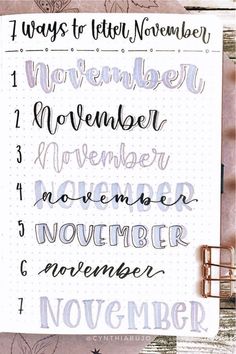 a notebook with some writing on it and the words november written in cursive