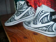 Poly Wedding, Artsy Shoes, Sneakers Art, Air Force One Shoes, Sneakers Wallpaper, Custom Sneakers Diy, Polynesian Tattoos, Hat Art, Custom Shoes Diy