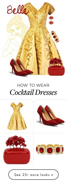 "Belle" by alyssa-eatinger on Polyvore featuring By Emily, Alexander McQueen, Gump's and Monet Emily Alexander, Party Outfit Dress, Belle Disneybound, Costume Disney, Bijoux Fil Aluminium