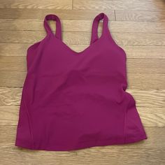 Lulu Lemon Align Top, Long, Size 4, Wine Red Color, Brand New Purple V-neck Top With Built-in Bra, Purple Gym Tops With Built-in Bra, Purple Workout Tops With Built-in Bra, Coral Tank, Wine Red Color, Align Top, Running Tank Tops, White Sports Bra, Green Tank Top