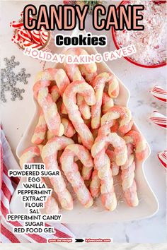 candy cane cookies on a white plate