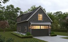 a two car garage is shown in this rendering