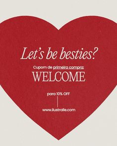 a red heart with the words, let's be besties? welcome 10 % off