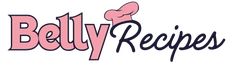 the belly recipes logo is pink and black