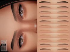 the eyes and eyebrows of a woman with long lashes are shown in this advertisement for cosmetics