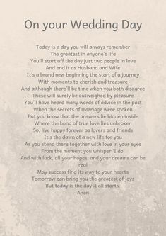 the poem on your wedding day