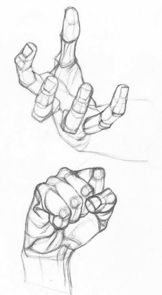 two hands are shown in this drawing