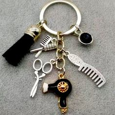 New Super Cute Hairdresser Hair Accessories Keychain Comes In White Or Black Style As Pictured Pink Magnolia, Key Card Holder, Black Style, Card Holders, Key Chain, Black Fashion, Pink Ladies, Red And White, Black And Red