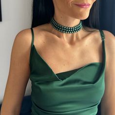 Fall in love with this three layers green pearls choker necklace. Good to wear with your everyday outfits or to give a bit of sophistication to your evening dress.  👗 This choker necklace would be perfect for your bridesmaids to match their dresses and create a seamless look! I actually have a discount code if you buy more than 3 necklaces for your bridesmaids or flower girls. Add this code at the checkout and you will get 25% OFF: BRIDESMAIDS (this code is valid when you're buying 3 or more necklaces) Materials: 8mm green Shell Pearls, Gold plated or platinum plated brass clasp. Shell pearls are made from crushed shells. Oyster shells are cut and transformed into powder and then reformed into perfect pearl shape with an infinite shine.  They are very popular as a natural alternative to e Party Beaded Pearl Necklace, Beaded Pearl Choker Necklaces For Party, Adjustable Pearl Choker For Party, Pearl Choker Necklace For Parties, Party Pearl Beaded Necklaces, Adjustable Party Pearl Choker Necklace, Evening Pearl Beaded Necklaces, Party Pearl Choker Necklace, Elegant Pearl Chain Choker For Party