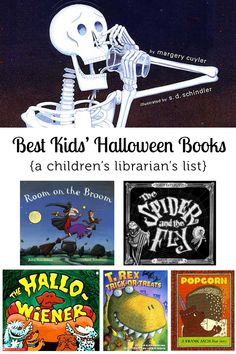 children's books about halloween with skeleton and pumpkins in the background text reads best kids'halloween books at children's librarian's list