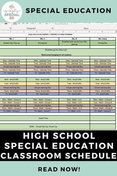 the high school special education classroom schedule