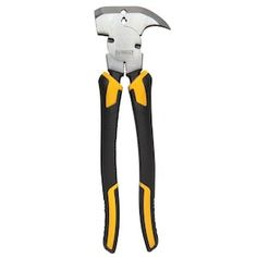 a pair of pliers with yellow and black handles