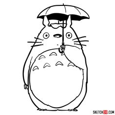 the totoro is holding an umbrella over its head and it's face