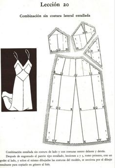 an image of a dress pattern with instructions for the front and back, in spanish