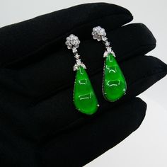 Rough Cut Certified Natural Type A Icy Peapod Jade Diamond Earrings, Intense Apple Green For Sale Pea Pods, Jade Earrings, Green Earrings, Apple Green, Type A, Rough Cut, Diamond Earrings, Jade, Stud Earrings