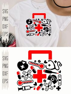 a t - shirt with an image of medical items on it and the words svg files