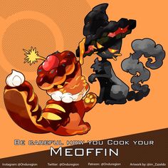 a poster with an image of a cat and other animals in the background that says be careful how you cook your meoffin