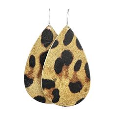 Leopard Teardrop Leather Earrings - Eleven10Leather and Designs Chic Leopard Print Jewelry, Trendy Leopard Print Dangle Jewelry, Trendy Leopard Print Dangle Earrings, Trendy Leopard Print Earrings As Gift, Trendy Brown Teardrop Earrings, Edgy Design, Winter Sky, Trendy Earrings, Large Earrings