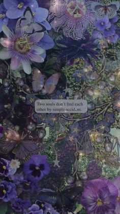 an image of purple flowers and butterflies with a quote on the bottom that says, two souths don't find each other by simple american