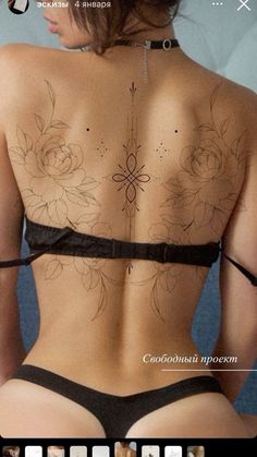 the back of a woman with tattoos on her body