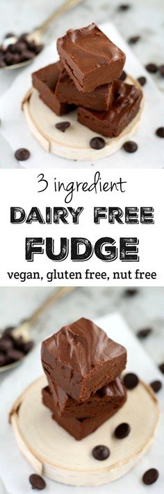 three ingredient dairy free fudge made with chocolate