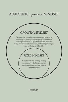 an image of a diagram with the words, adjusting your mindset and growth mindset