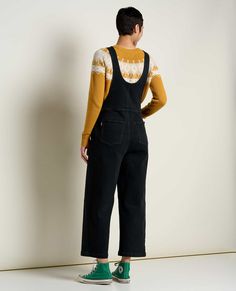 The ideal overalls boast a heritage vibe but enough stretch to actually move and groove. Made with organic cotton and a hint of elastane in a wide leg silhouette that will keep you coming back again and again.DetailsFit: Wide leg fit, adjustable straps, 5 pocket styling, and ankle length, 26" inseamFeel: Heavier weight twill fabric, the unbleached seeded cotton gives a natural look and surface texture, with stretch for added comfort, and garment dyed or undyed for a vintage look and feelFeatures Black Honey, Again And Again, Twill Fabric, Toad, Recycled Fabric, Vintage Denim, Vintage Looks, Ankle Length, Sustainable Fashion