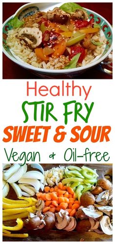 healthy stir fry sweet and sour veggies with oil - free sauce on the side