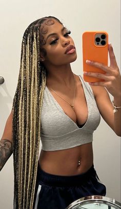 Mixed Color Braids, Latest Braids Hairstyles, Latest Braids, Color Braids, Twisted Hair, Big Box Braids Hairstyles, Blonde Braids, Box Braids Hairstyles For Black Women