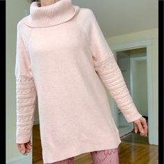 Nwt Size L Calvin Klein Blush Color Cowl-Turtleneck Sweater Beautiful Knit Design And Color Soft Cotton Blend 55% Cotton 24% Polyester 19% Acrylic 2% Spandex Length: 29” Width: 20” Plus Womens Cream Sweater, Blush Pink Sweater, Turtleneck Style, Oversized Turtleneck Sweater, Calvin Klein Red, Cowl Neck Long Sleeve, Knit Turtleneck Sweater, Calvin Klein Woman, Black Turtleneck