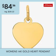 Features: Quick ShipShape: HeartMetal Color: YellowPendant Length: 16mmPendant Width: 10mmCare: Wipe CleanMetal: 14k GoldAssembled in the US from Imported Materials Gold Heart Pendant, Heart Pendant Gold, Gold Heart, Heart Of Gold, Heart Pendant, Necklaces, Pendant Necklace, Pendant, Gold