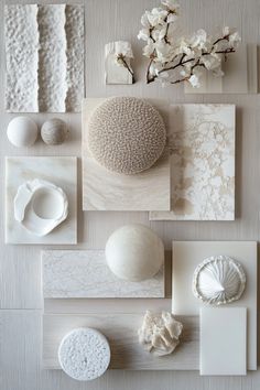 some white objects are arranged on a table