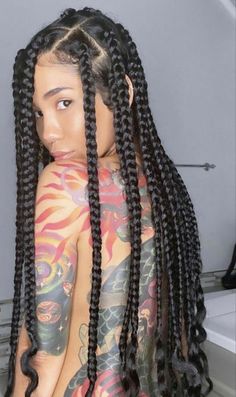 Jumbo Box Braids, Braids Hairstyles Pictures, Jhene Aiko, Box Braids Styling, Girls Hairstyles Braids, Girls Braids, African Braids Hairstyles, Braided Hairstyles For Black Women