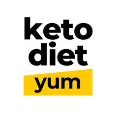 the keto diet yum logo is shown in black and yellow, against a white background