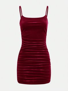 Bordeaux Lässig Collar Ärmellos Baumwollflanell Einfarbig Camisole Embellished Leicht-dehnbar Basic Red Dress, Short Red Party Dress, Dark Red Dresses Short, Semi Formal Dresses Red, Simple Red Dress Casual, Red Dresses Classy Short, Wine Red Dress Short, Cupid Dance, Dresses For Dances