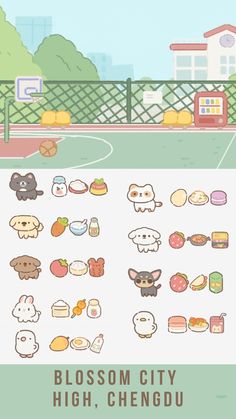 the game has many different items on it, including an animal and other things to eat