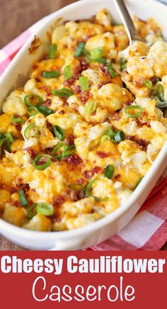 this cheesy cauliflower casserole is loaded with cheese and green onions