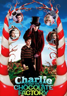 charlie and the chocolate factory movie poster with an image of two boys in top hats