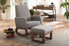 a chair and ottoman in a living room