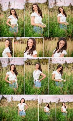 a woman posing in tall grass with her hands on her hips