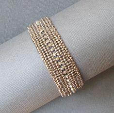 Silver seed bead and crystal bracelet/ silver crystal jewelry/ | Etsy Beaded Cuff Bracelet, Jewelry Bracelets Gold, Beaded Cuff, Seed Bead Bracelets, Statement Bracelet, Silver Crystal, Gift For Wife, Crystal Bracelet, Bracelet Silver