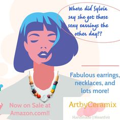 a woman with blue hair has an ad for arby ceramix on it