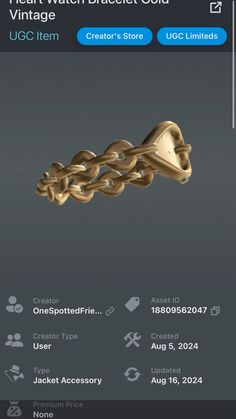 a gold chain is shown on the app